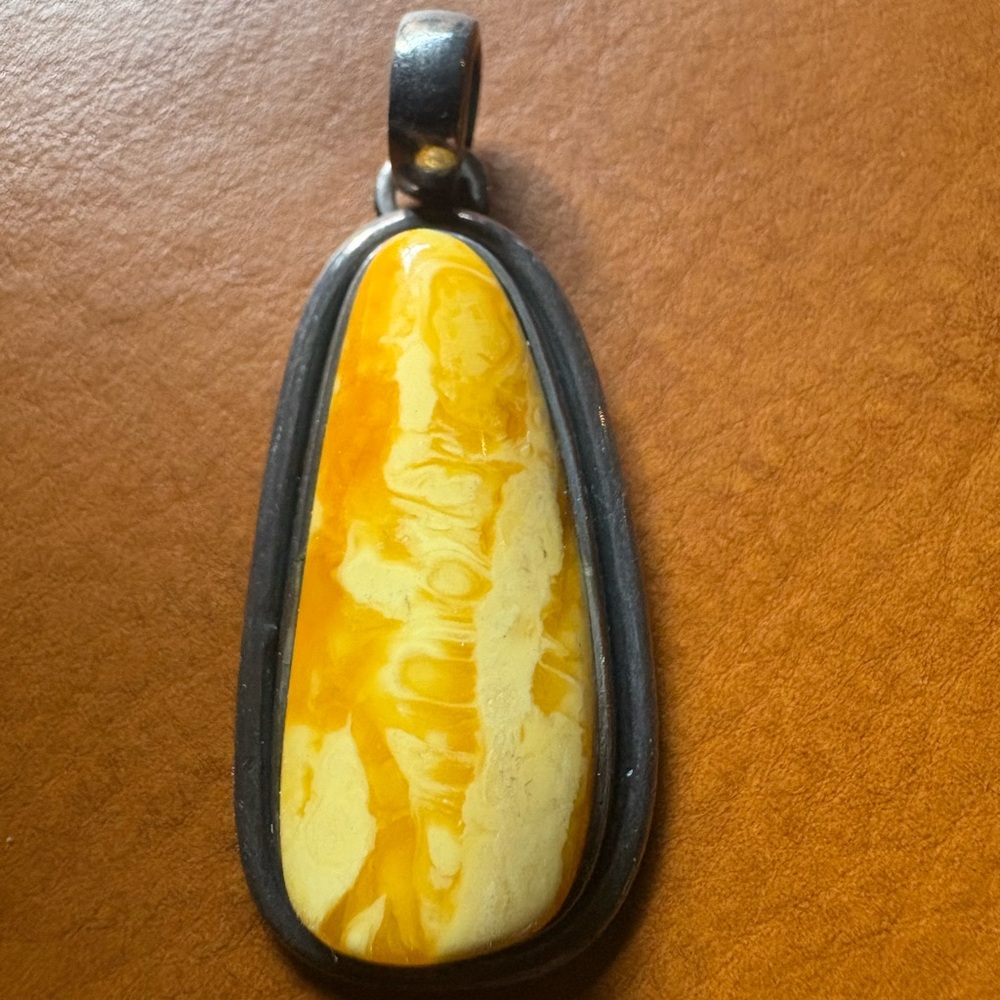 Silver and Yellow Stone Pendant